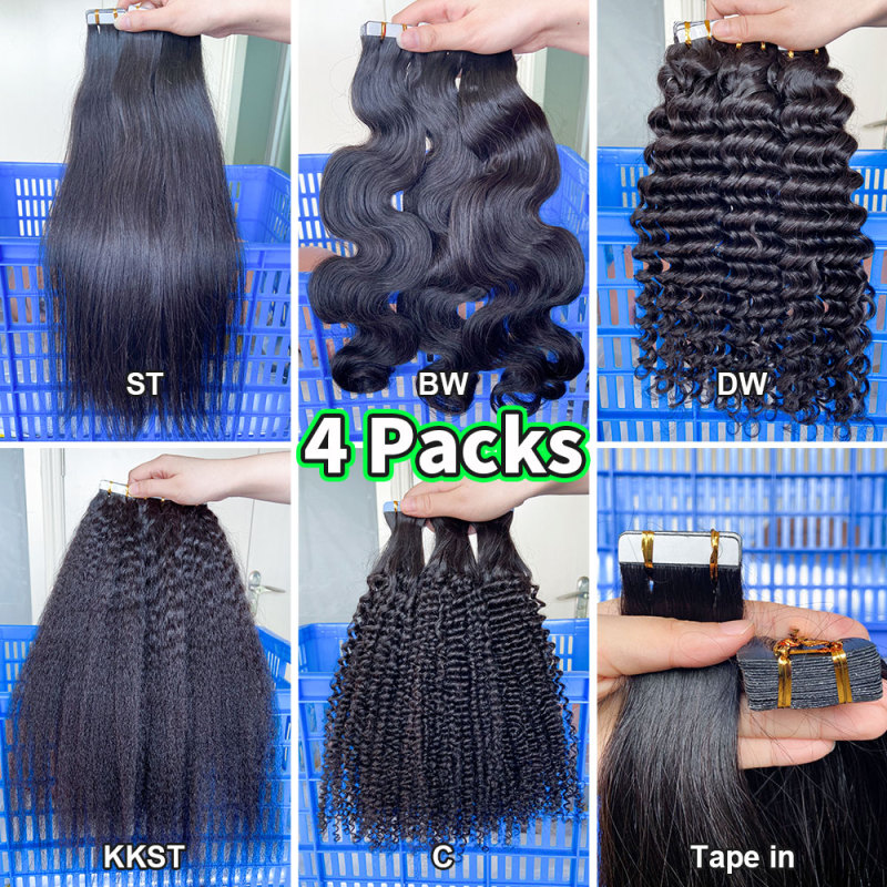 iqueenla 100% Mink Hair Tape In Hair Extensions 4 Pcs Free Shipping