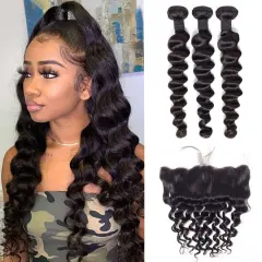 Iqueenla 12A Mink Loose Deep Hair with 13x4 Transparent And HD Lace Frontal
