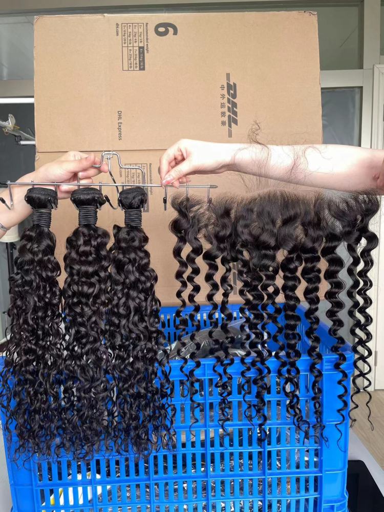 Iqueenla 12A Mink Water Wave Hair with 13x4 Transparent And HD Lace Frontal