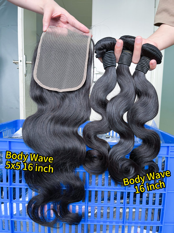 iqueenla Body Wave 12A Mink Hair with 5x5 Transparent And HD Lace Closure