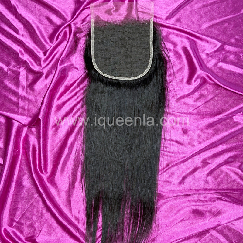 iqueenla Straight 12A Mink Hair with 5x5 Transparent And HD Lace Closure