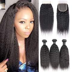 12A Mink Hair Kinky Straight with 4x4 Transparent And HD Lace Closure Iqueenla Hair