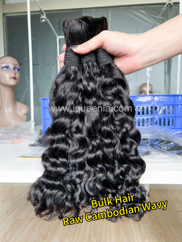 iquenela Raw Wavy Hair No Weft Hair Bulk Braiding Single/3/4 Bundles Deals
