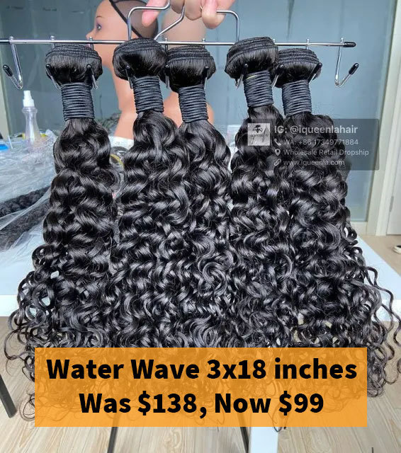 iqueenla 12A Grade Mink Water Wave 3 Bundles Deals 18 Inches Human Hair Weaves