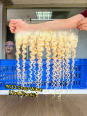 iqueenla #613 Blonde Deep Wave 2x6/4x4/5x5/6x6/7x7/13x4/13x6 Transparent and HD Lace Closure Frontal