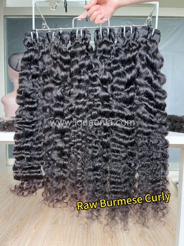 iqueenla Burmese Curly Raw Hair Single/3/4 Bundles Deals