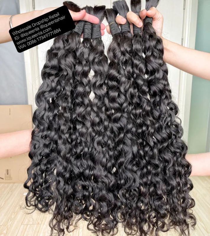 iqueenla Water Wave Mink Human Braiding Hair Bulk Single/3/4 Bundles Deals