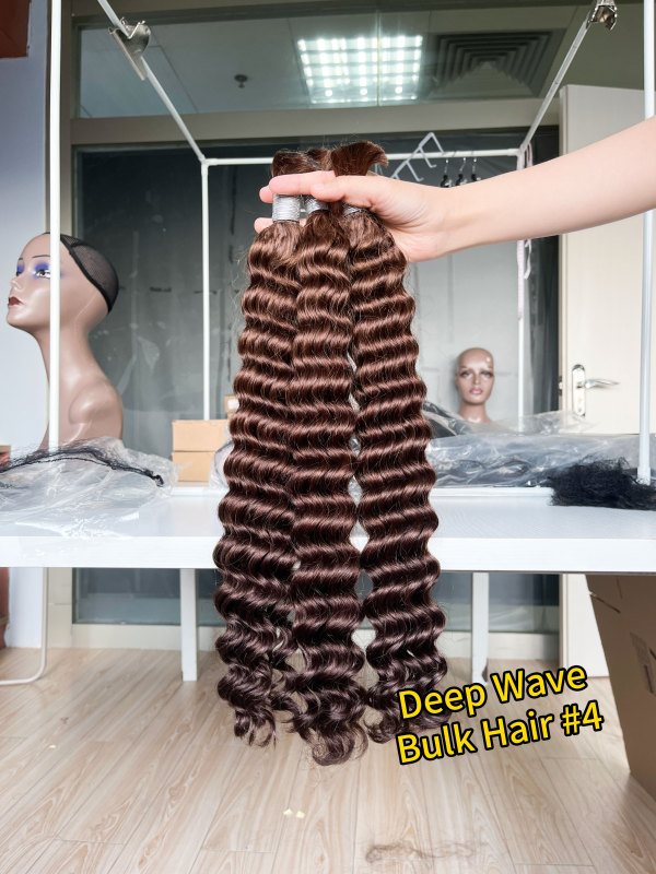 iqueenla #4 Color Deep Wave Human Hair Bulk Braiding Single/3/4 Bundles Deals