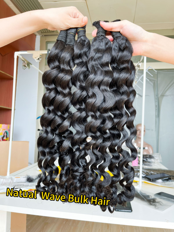 iqueenla Natural Wave Mink Human Braiding Hair Bulk Single/3/4 Bundles Deals