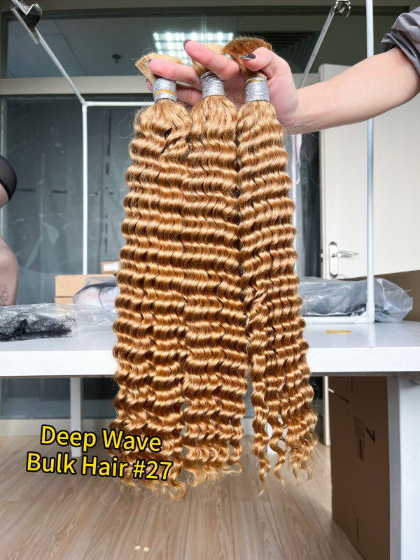 iqueenla #27 Color Deep Wave Human Hair Bulk Braiding Single/3/4 Bundles Deals