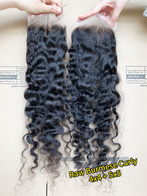 iqueenla Bumese Curly 4x4/5x5/6x6/13x4/13x6 Transparent and HD Lace Closure/Frontal