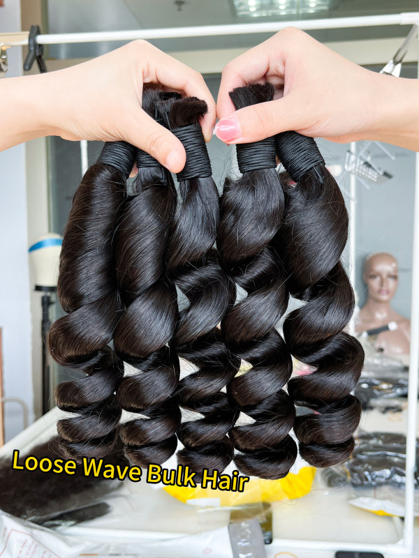 iqueenla Loose Wave Mink Human Braiding Hair Bulk Single/3/4 Bundles Deals