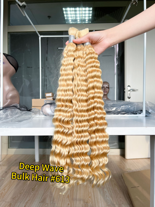 iqueenla #613 Blonde Color Deep Wave Human Hair Bulk Braiding Single/3/4 Bundles Deals
