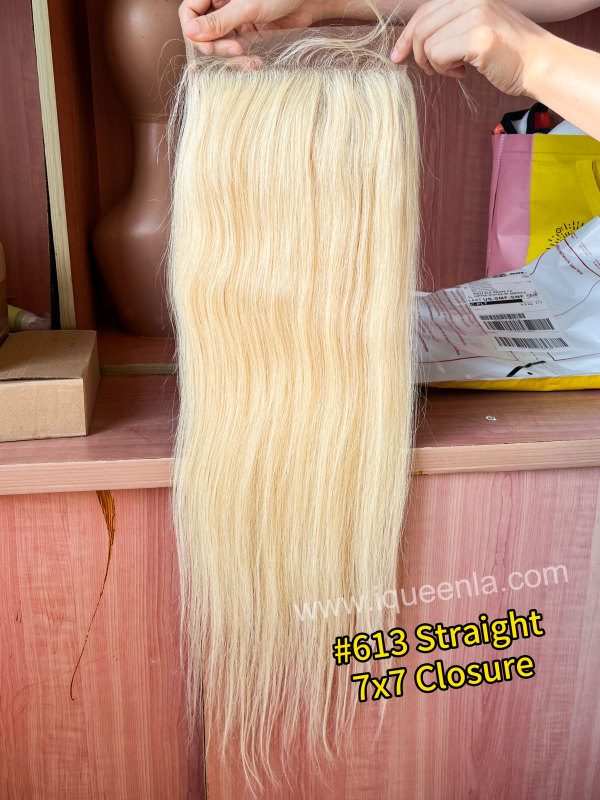 iqueenla #613 Blonde Straight 4x4/5x5/6x6/7x7/13x4/13x6 Transparent and HD Lace Closure Frontal