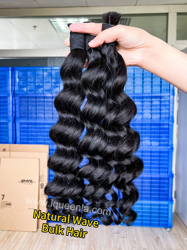 iqueenla Natural Wave Mink Human Braiding Hair Bulk 1/3/4 Bundles Deals