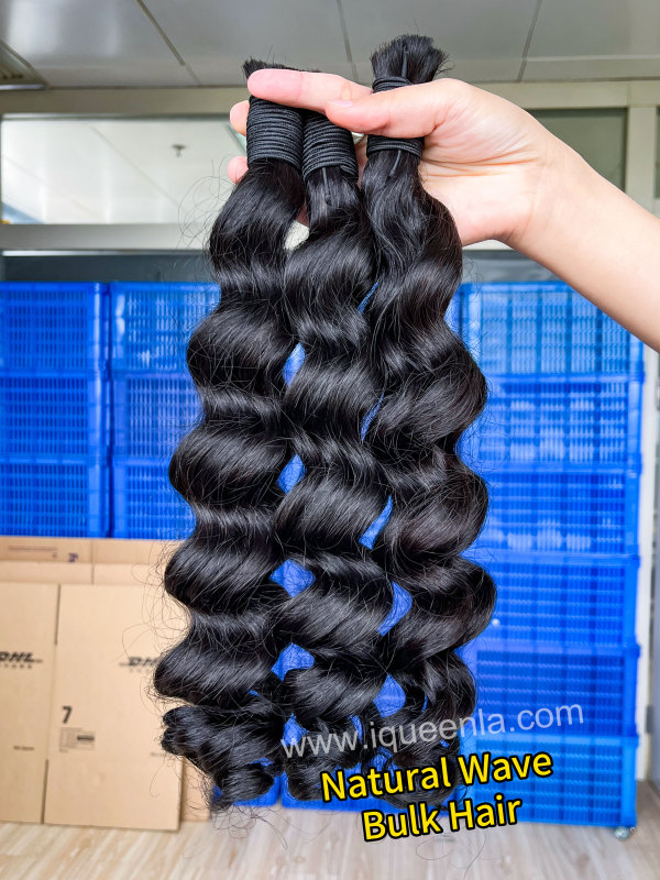 iqueenla Natural Wave Mink Human Braiding Hair Bulk 1/3/4 Bundles Deals