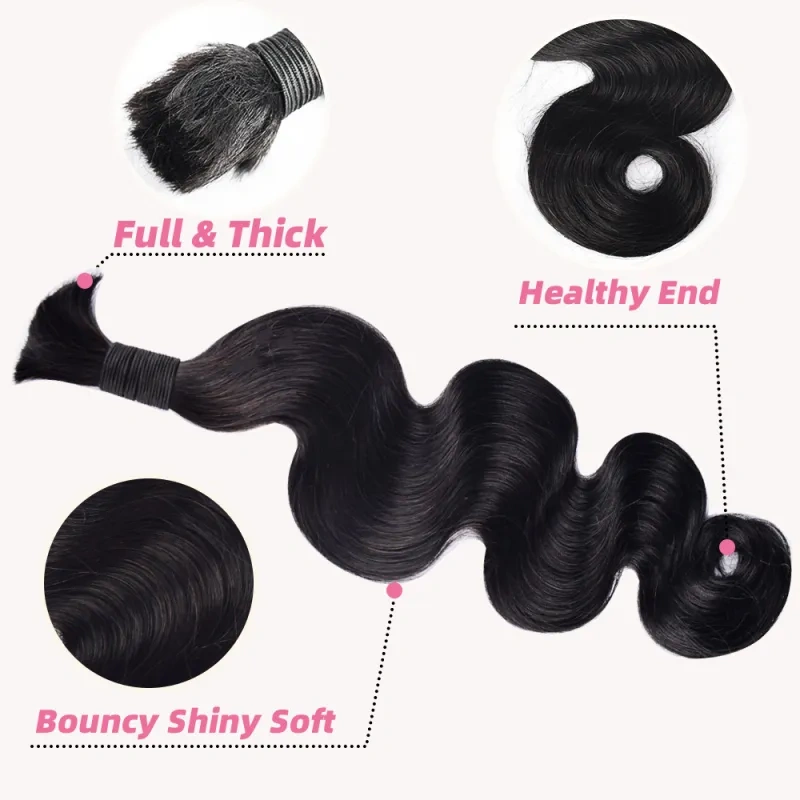 iqueenla Body Wave Mink Human Braiding Hair Bulk 1/3/4 Bundles Deals