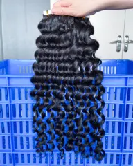 iqueenla Loose Deep 100% Mink Human Hair Tape In 1/3/4 Packs 20/60/80 Pcs Deal