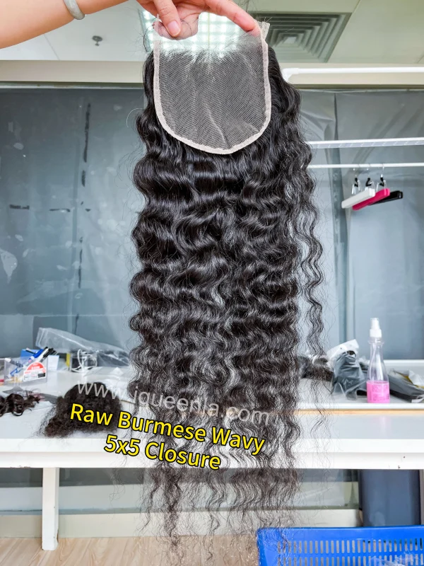 iqueenla Bumese Wavy 4x4/5x5/6x6/13x4/13x6 Transparent and HD Lace Closure/Frontal