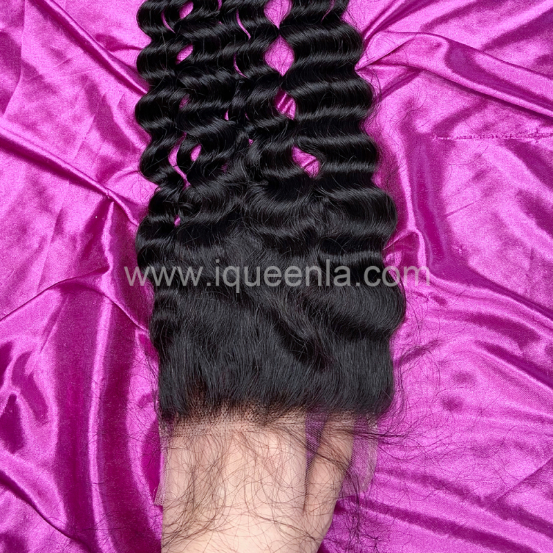 iqueenla 15A Virgin Hair Water Wave 3 Pcs with 4x4 HD And Transparent Lace Closure