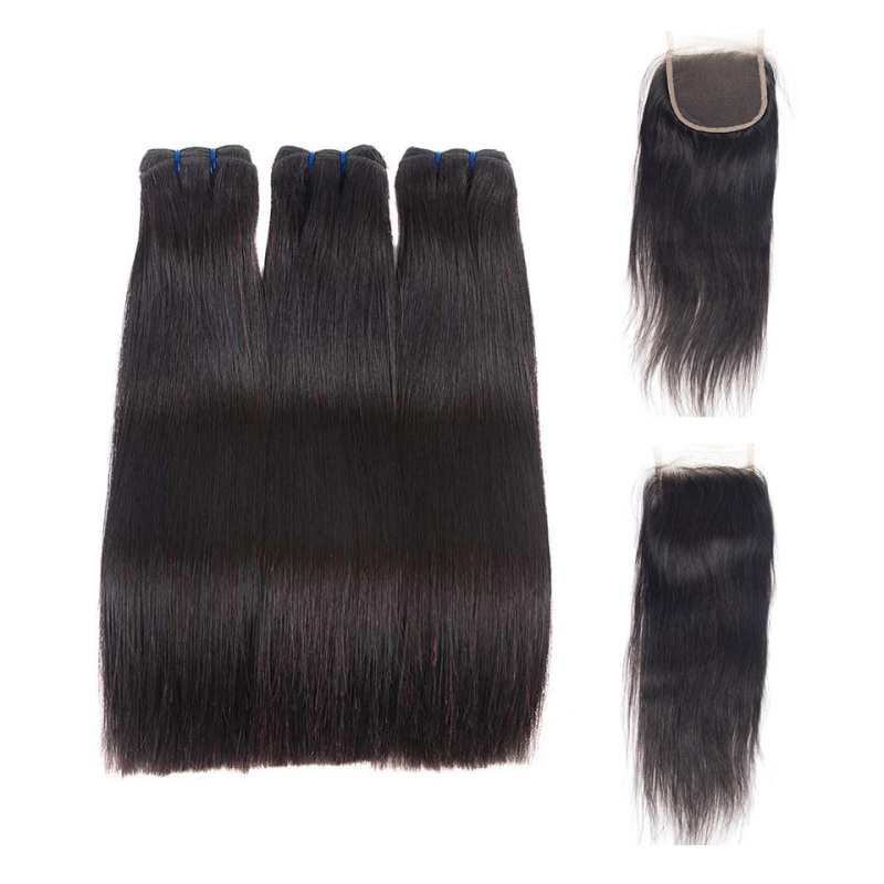 iqueenla 15A Straight Virgin Hair 3 Bundles with 5x5 HD With Transparent Lace Closure