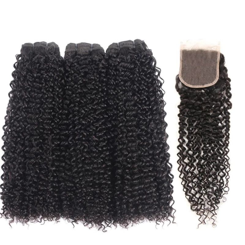 iqueenla Deep Curly 15A Virgin Hair 3 Bundles with 5x5 HD With Transparent Lace Closure