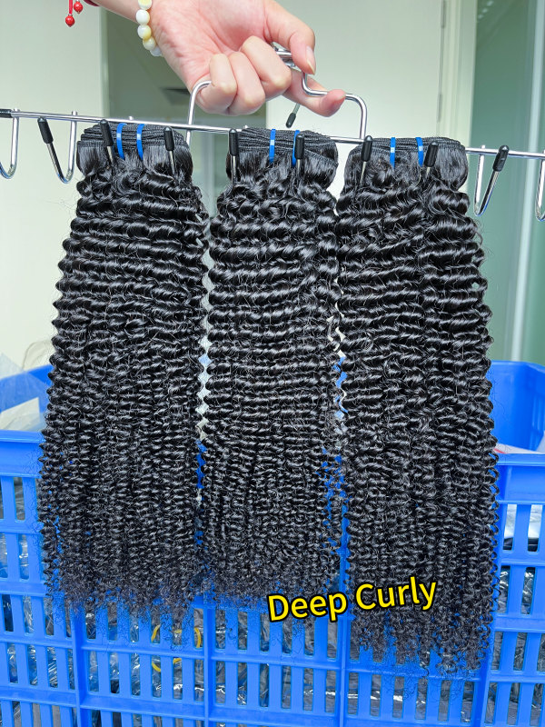 iqueenla Deep Curly 15A Virgin Hair 3 Bundles with 5x5 HD With Transparent Lace Closure