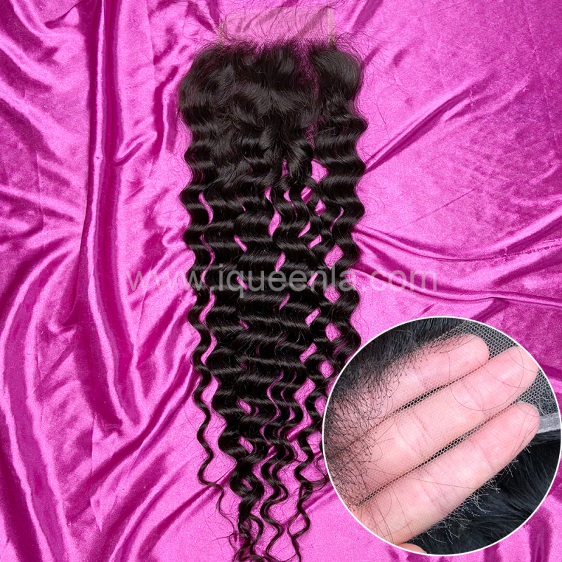 iqueenla 15A Virgin Water Wave Hair 3 Bundles with 5x5 HD With Transparent Lace Closure