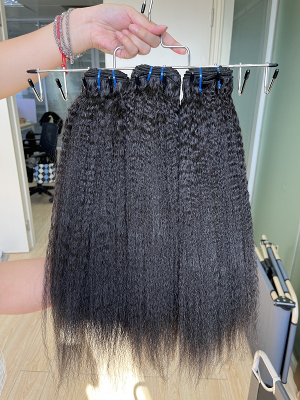 iqueenla Kinky Straight 15A Hair 3 Bundles with 13x4 HD And Transparent Lace Frontal