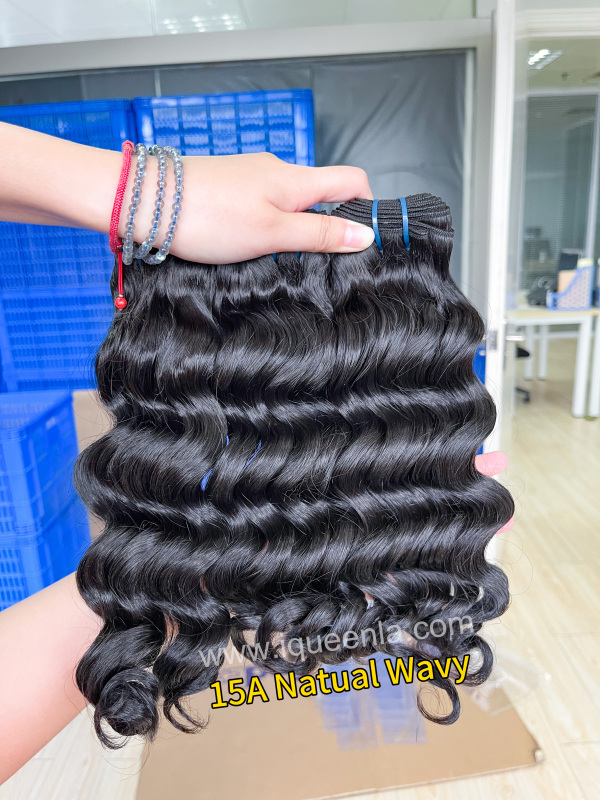 iqueenla Natural Wave Hair 3 Bundles with 13x4 HD And Transparent Lace Frontal