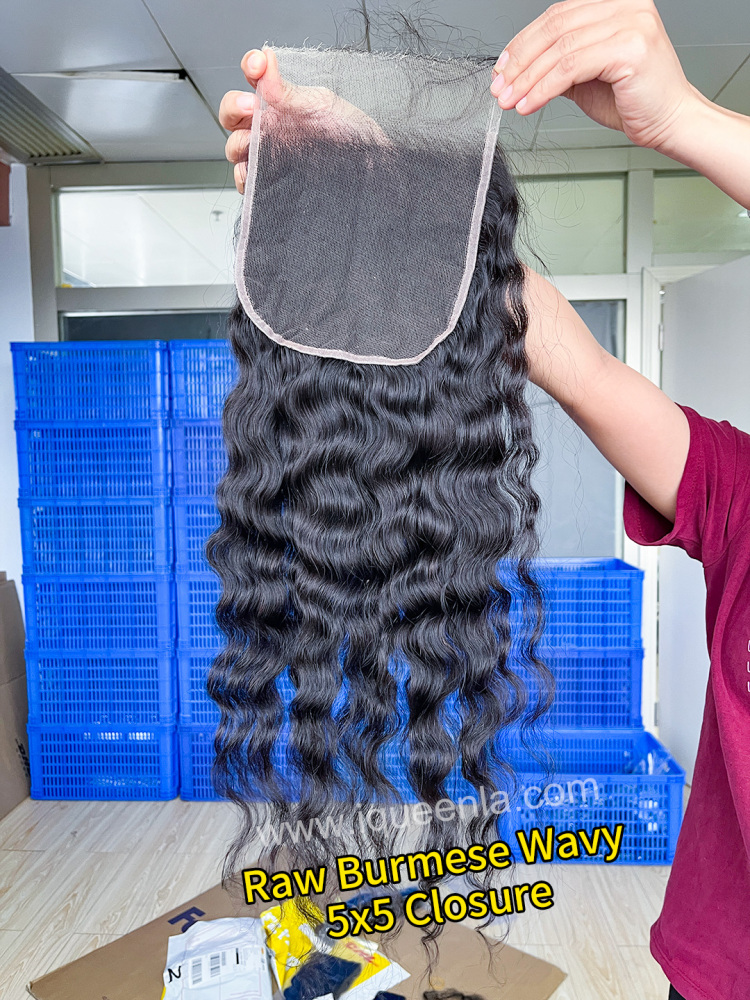 iqueenla Bumese Wavy 4x4/5x5/6x6/13x4/13x6 Transparent and HD Lace Closure/Frontal