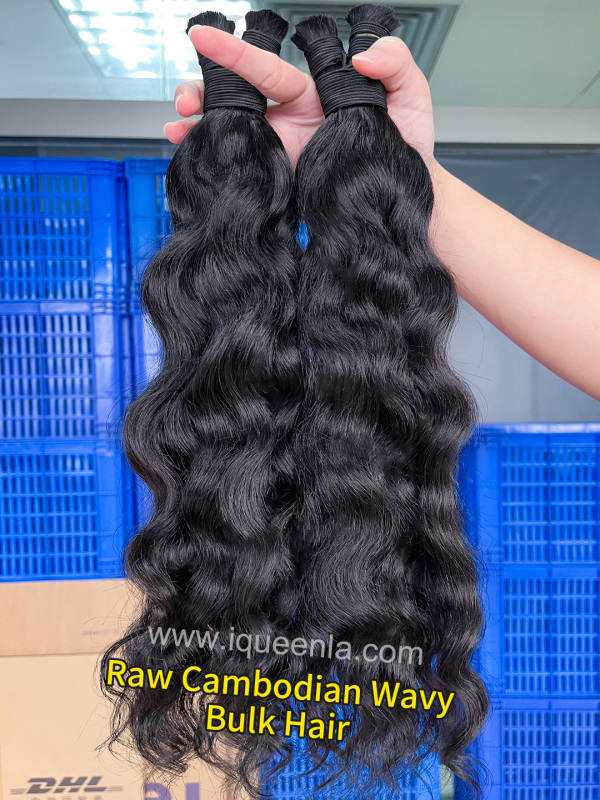 iquenela Raw Wavy Hair No Weft Hair Bulk Braiding 1/3/4 Packs Deal