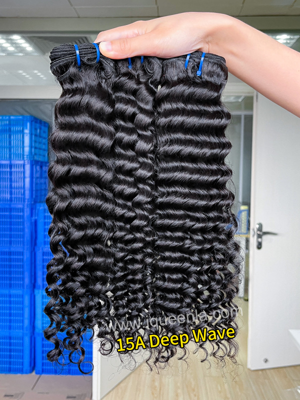 iqueenla Deep Wave 15A Top Virgin Hair 1/3/4 Bundles Deals