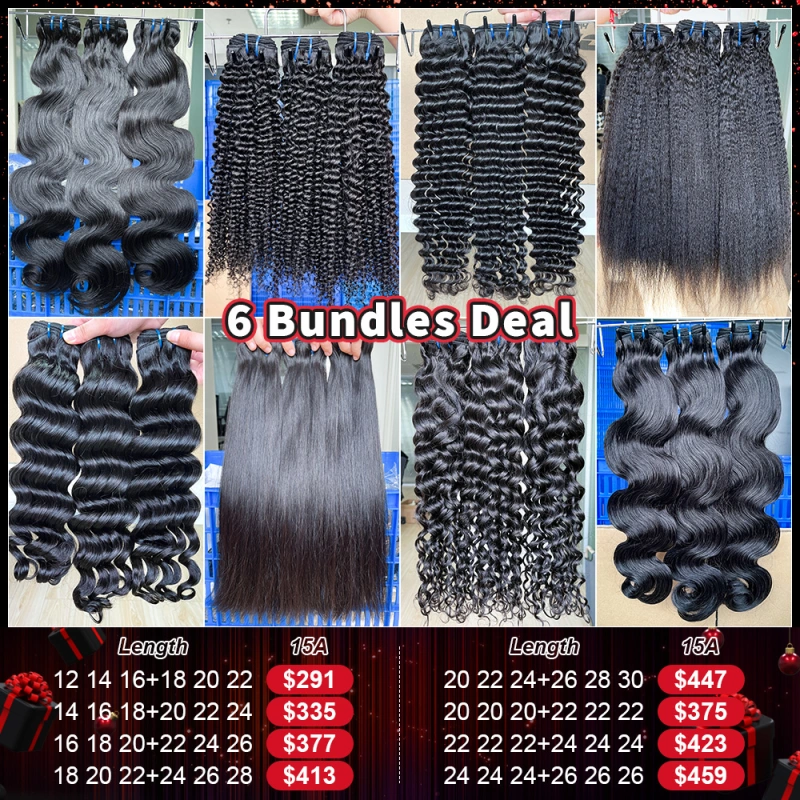 iqueenla 15A Top Virgin Hair Bundles Sew In Hairstyle 6 Pcs