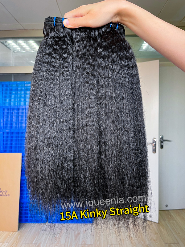iqueenla 15A Top Kinky Straight Virgin Hair 1/3/4 Bundles Deals