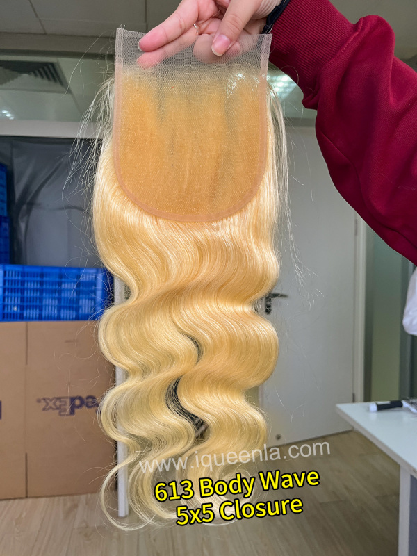 iqueenla #613 Blonde Body Wave 4x4/5x5/6x6/7x7/13x4/13x6 Transparent and HD Lace Closure