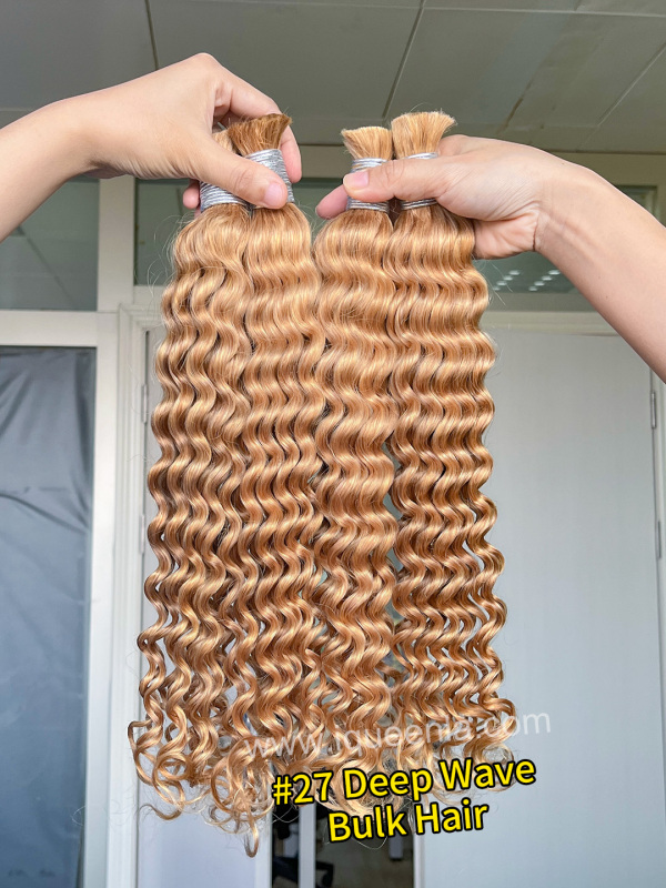 iqueenla #27 Color Deep Wave Human Hair Bulk Braiding 1/3/4 Packs Deal