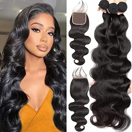 iqueenla 12A Mink Hair 3 Bundles with 5x5 HD/Transparent Lace Closure