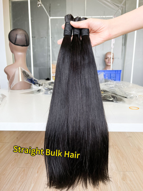 iqueenla Mink Straight Human Braiding Hair Bulk Single/3/4 Bundles Deals