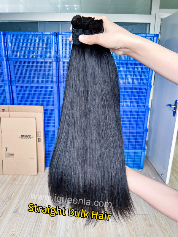 iqueenla Mink Straight Human Braiding Hair Bulk 1/3/4 Packs Deal