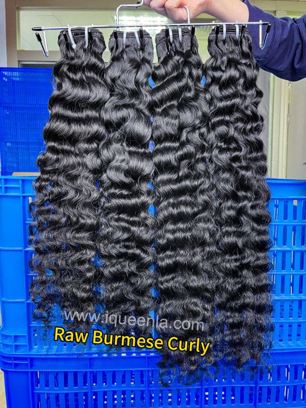 iqueenla Burmese Curly Raw Hair 1/3/4 Bundles Deals