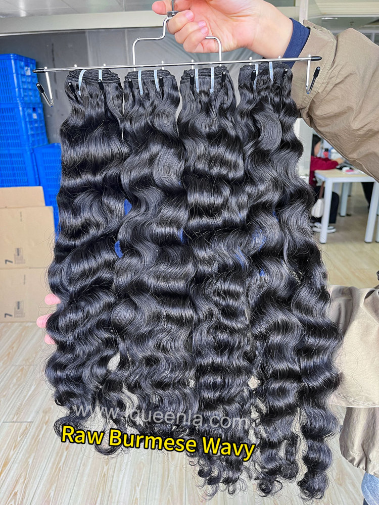 Iqueenla Wavy Raw Burmese Hair Bundles Tangle-free
