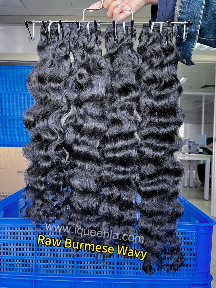 Iqueenla Wavy Raw Burmese Hair Bundles Tangle-free