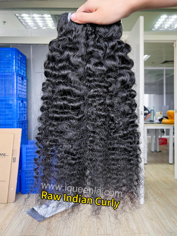 iqueenla Indian Curly Raw Hair 1/3/4 Bundles Deals