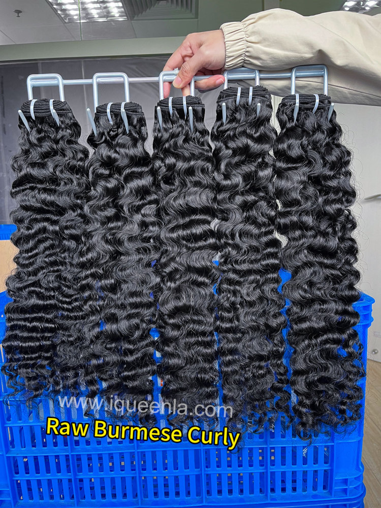 iqueenla Burmese Curly Raw Hair 1/3/4 Bundles Deals