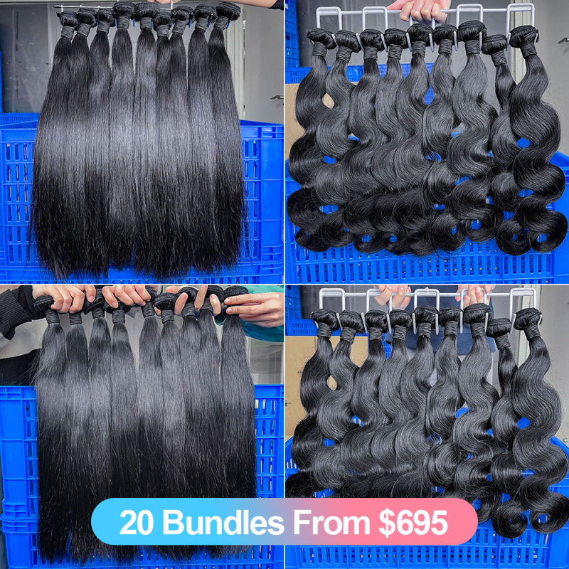 Iqueenla Unprocessed 12A Mink Hair 20 Hair Bundles Get Free Satin Bags