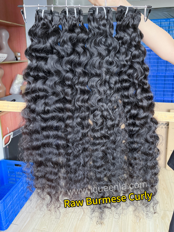 iqueenla Burmese Curly Raw Hair 1/3/4 Bundles Deals