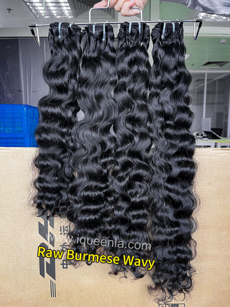 Iqueenla Wavy Raw Burmese Hair Bundles Tangle-free