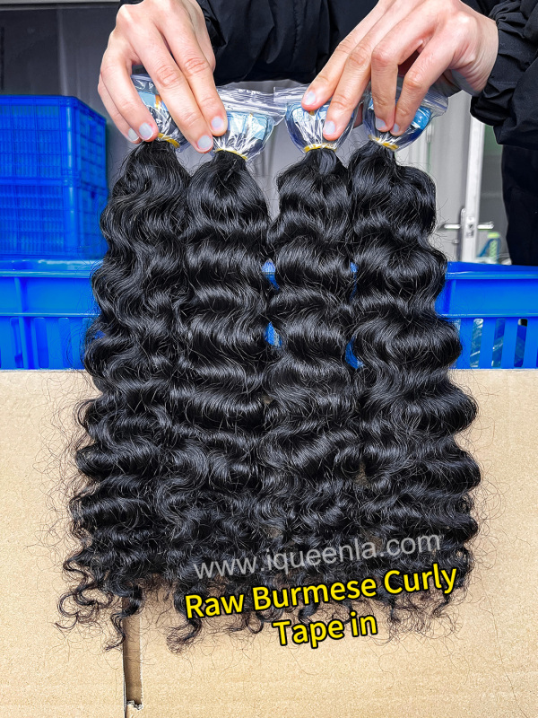 iqueenla Burmese Curly Tape In 1/3/4 Packs 20/60/80 Pcs Deal