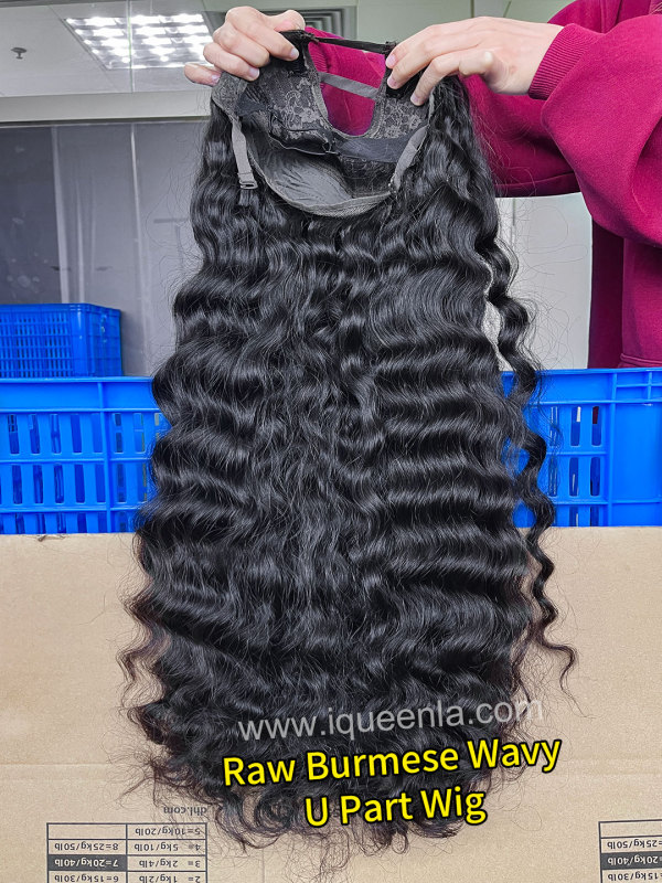 iqueenla Burmese Wavy Raw Hair U Part Wig 200% &amp; 300% Density